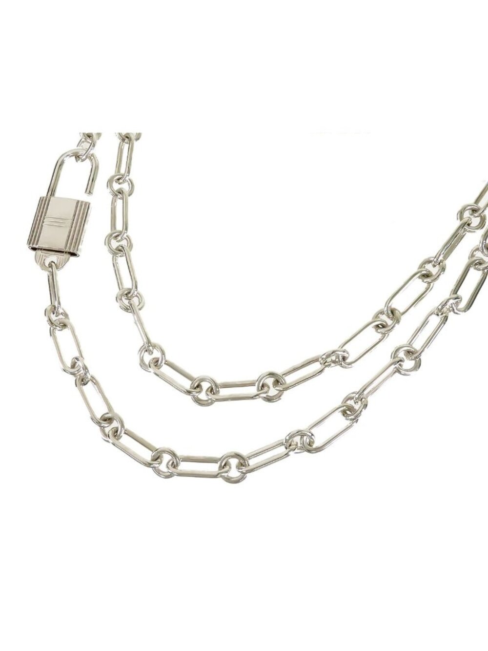 Hermes Alpha Kelly Long Silver Necklace